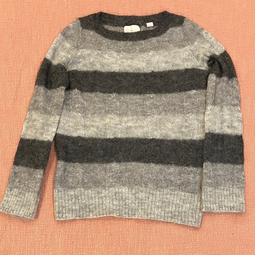 Band Of Outsiders boy size 1 Mohair blend Gray Striped teen sized lux Sweater